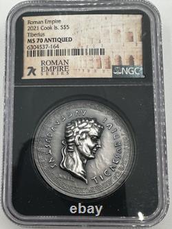 2021 Cook Islands Roman Empire Series Tiberius Coin NGC MS70 Antiqued