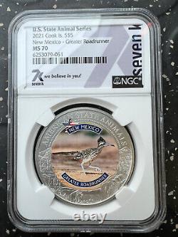 2021 Cook Islands S$5 New Mexico Greater Roadrunner NGC MS70