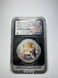 2021 Cook Islands Silver $2 Life of Franklin Diplomat NGC MS70