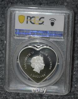 2021 Cook Islands Silver Heart Happy Valentines Day Coin PCGS PF-70 In Display