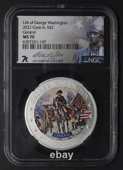 2021 Cook Islands Silver Life of George Washington General NGC MS 70 -COINGIANTS