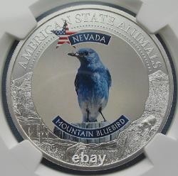 2021 Cook Islands State Animals Nevada Mountain Bluebird NGC MS 70 1oz Silver 7K