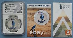 2021 Cook Islands State Animals Nevada Mountain Bluebird NGC MS 70 1oz Silver 7K