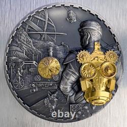 2021 Cook Islands Steampunk Jetpack UHR 3 oz. 999 Silver Antiqued Coin