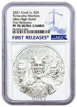 2021 Cook Islands Terracotta Warriors UHR 1 oz Silver $5 NGC PF70 UC FR