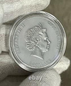 2021 Cook Islands Trap Attack 1 oz Silver Antiqued Coin High Relief