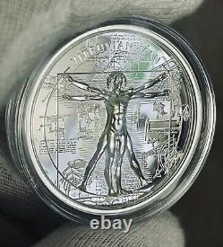 2021 Cook Islands Vitruvian Man X-Ray 1 oz Silver Proof Coin Ultra High Relief