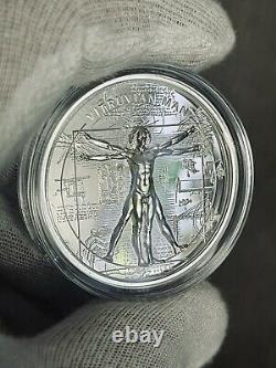 2021 Cook Islands Vitruvian Man X-Ray 1 oz Silver Proof Coin Ultra High Relief