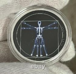 2021 Cook Islands Vitruvian Man X-Ray 1 oz Silver Proof Coin Ultra High Relief