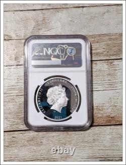 2021 Fighting Fish Eclectic Nature Cook Island $5 PF 69 1 Oz NGC 7K Silver