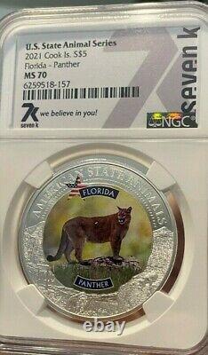 2021 Florida Fine Silver Panther MS 70 NGC 1 Troy Ounce 5 Dollars Brand New