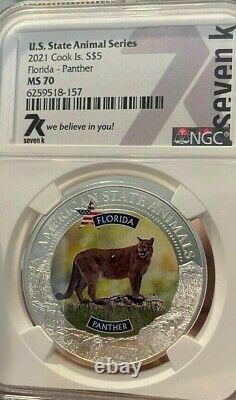 2021 Florida Fine Silver Panther MS 70 NGC 1 Troy Ounce 5 Dollars Brand New