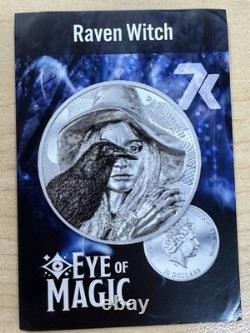 2022 $10 Cook Islands 2oz Silver Raven Witch Eye of Magic Coin Rare PF70