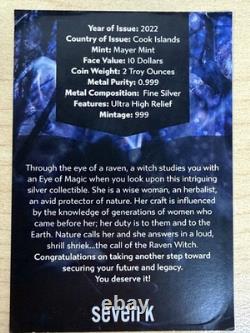2022 $10 Cook Islands 2oz Silver Raven Witch Eye of Magic Coin Rare PF70