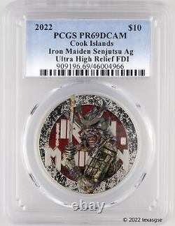 2022 $10 Cook Islands 2oz UHR Silver Iron Maiden Senjutsu FDI PR69DCAM