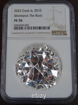 2022 $10 Cook Islands Silverland The Rock NGC PF 70 2 Oz Silver Proof Coin