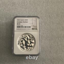 2022 $10 Cook Islands Silverland The Rock NGC PF 70 2 Oz Silver Proof Coin