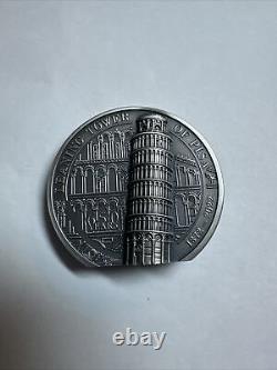 2022 2 oz Cook Islands. 999 Silver Leaning Tower of Pisa Coin COA