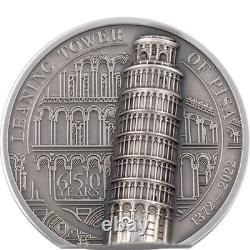 2022 2 oz Cook Islands Silver Leaning Tower of Pisa Coin (Ultra High Relief)