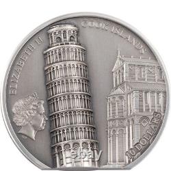 2022 2 oz Cook Islands Silver Leaning Tower of Pisa Coin (Ultra High Relief)