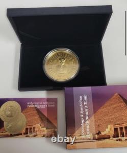 2022 $20 Cook Islands Archeology Symbolism TUTANKHAMUNS Gilded 3 Oz Silver Coin