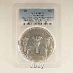 2022 $20 Cook Islands Pharaohs Legacy Antique PCGS MS70 Free Shipping USA