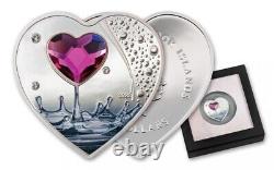 2022 20g. 999 Silver $5 Cook Islands BRILLIANT LOVE HEART Shape Proof Coin