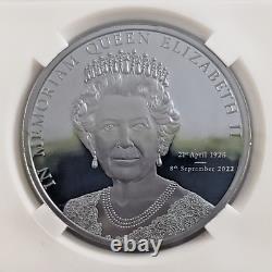 2022 $5 Cook Island Memoriam Queen Elizabeth II Silver Black Proof with Stamps 3