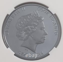 2022 $5 Cook Island Memoriam Queen Elizabeth II Silver Black Proof with Stamps 3