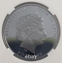 2022 $5 Cook Island Memoriam Queen Elizabeth II Silver Black Proof with Stamps 3