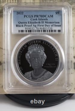 2022 $5 Cook Islands In Memoriam QE II Silver Black Proof PCGS PR70DCAM 10 2022 $5 Cook Islands In Memoriam QE II Silver Black Proof PCGS PR70DCAM 10