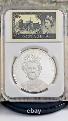 2022 $5 Cook Islands Memoriam Queen Elizabeth II Silver Proof with Stamps! W2