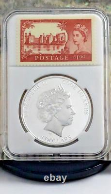 2022 $5 Cook Islands Memoriam Queen Elizabeth II Silver Proof with Stamps! W2