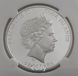 2022 $5 Cook Islands Memoriam Queen Elizabeth II Silver Proof with Stamps! W2