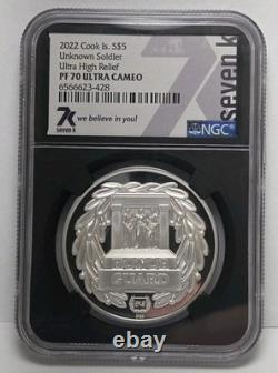 2022 $5 Cook Islands Unknown Soldier Proof 1oz. 999 NGC PF70 Ultra Cameo RTC198