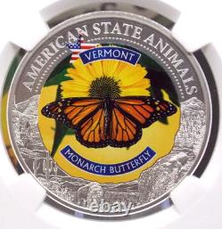 2022 $5 Cook Islands Vermont MONARCH BUTTERFLY NGC MS70 #189 Animal Series COA