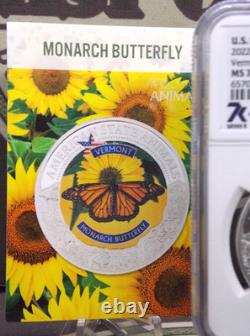2022 $5 Cook Islands Vermont MONARCH BUTTERFLY NGC MS70 #189 Animal Series COA
