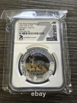 2022 $5 Grey Fox DE Cook Islands US State Animal Series 1 oz Silver NGC MS70