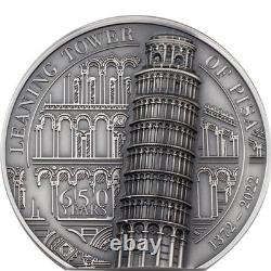 2022 5 oz Cook Islands Silver Leaning Tower of Pisa Coin (Ultra High Relief)