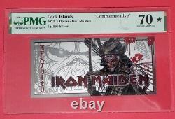 2022 COOK ISLANDS $1 5g IRON MAIDEN SENJUTSU PMG 70 999 FINE SILVER NOTE