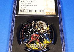 2022 COOK ISLANDS IRON MAIDEN NUMBER OF THE BEAST NGC PF70 1oz SILVER COIN
