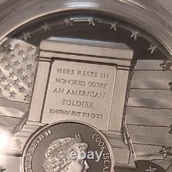 2022 Cook Is $5 Tomb Unknown Soldier High Relief 1oz Silver Standish 7K
