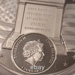 2022 Cook Is $5 Tomb Unknown Soldier High Relief 1oz Silver Standish 7K