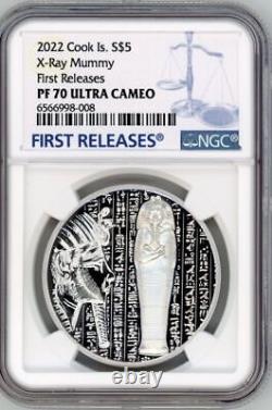 2022 Cook Is $5 X RAY MUMMY SILVER COIN NGC PF 70 FR CIT
