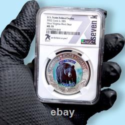 2022 Cook Is US State Animal West Virginia Black Bear MS70 1 Oz Silver Coin $5