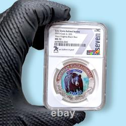 2022 Cook Is US State Animal West Virginia Black Bear MS70 1 Oz Silver Coin $5