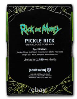 2022 Cook Island 1 oz Silver $1 Rick and Morty Pickle Rick Coin