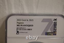 2022 Cook Island 5oz Silver Pegasos NGC MS70 Antiqued $25 Coin