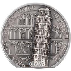 2022 Cook Island Leaning Tower of Pisa 2oz Silver Antique Finish Coin