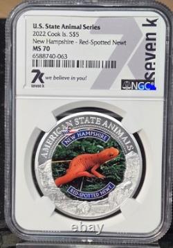 2022 Cook Island Silver $5 American State Animals Collection Newt NGC MS 70